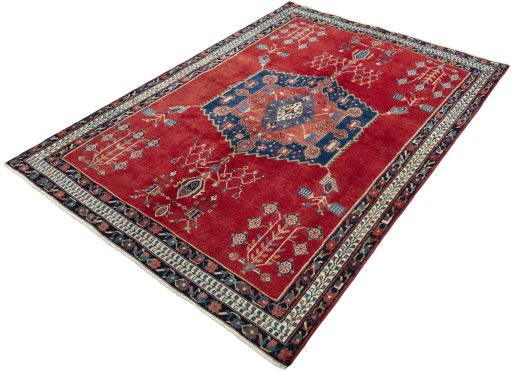 Corner detail of 2000s Sirjan rug showing border pattern and Wool pile