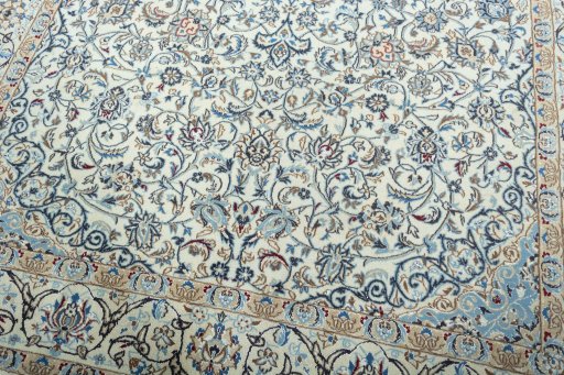Close-up detail of 2000s Nain rug from Iran / Persia showing Wool weave