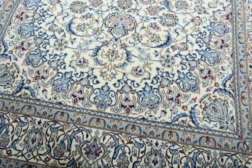 Close-up detail of 2000s Nain rug from Iran / Persia showing Wool weave