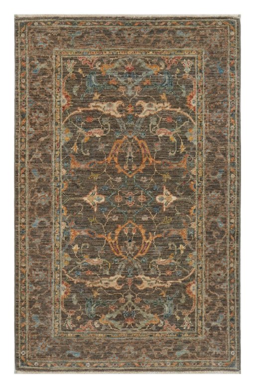 Full view of New Farahan rug from Pakistan, 124 × 80 cm in Gray tones