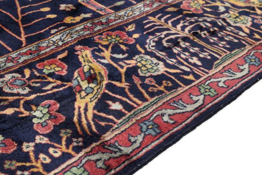 Close-up detail of 1920s Agra rug from India showing Wool weave