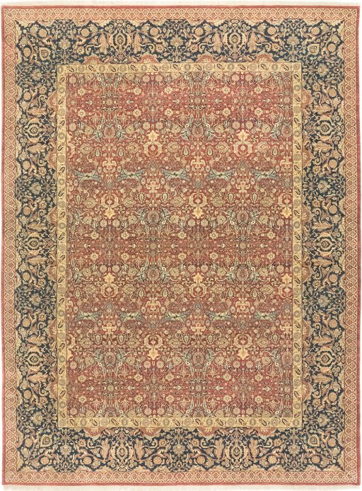 Full view of New Agra rug from India, 365 × 273 cm in Dark blue tones