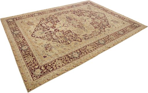 Close-up detail of 1900s Amritsar rug from India showing Wool weave