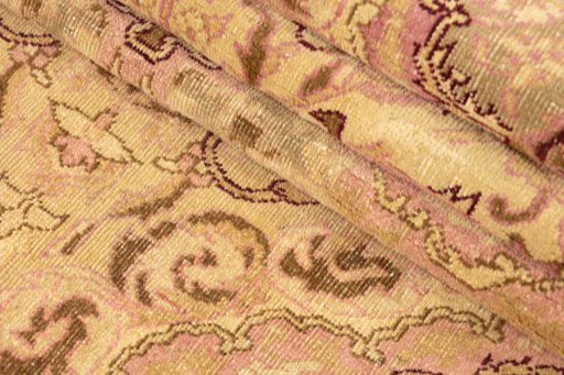 Close-up detail of 1920s Amritsar rug from India showing Wool weave
