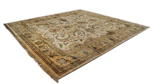 Corner detail of New Jaipur rug showing border pattern and Wool pile