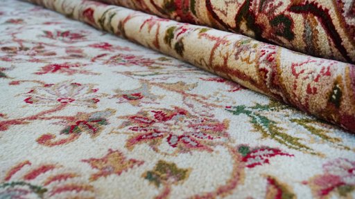 Close-up detail of 1990s Jaipur rug from India showing Wool weave