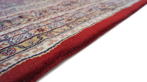 Close-up detail of 1990s Jaipur rug from India showing Wool weave