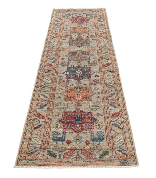 Surface texture of New Kazak rug with natural Wool and intricate pattern