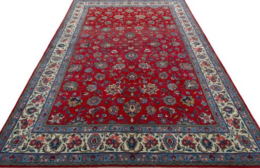 Surface texture of 2000s Sarough rug with natural Wool and intricate pattern