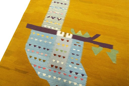 Surface texture of New Kilim Dastan rug with natural Wool and intricate pattern
