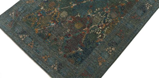 Backside of handmade New Haj-jalili rug showing knot structure and weave density