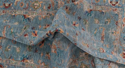 Full view of New Farahan rug from Pakistan, 197 × 144 cm in Blue tones