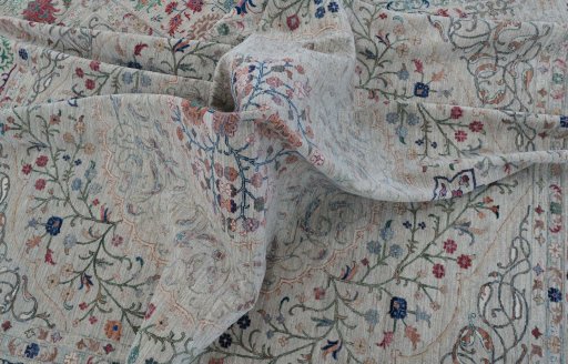 Full view of New Haj-jalili rug from Pakistan, 300 × 250 cm in Beige tones