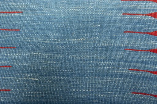 Backside of handmade New Kilim Sofre rug showing knot structure and weave density