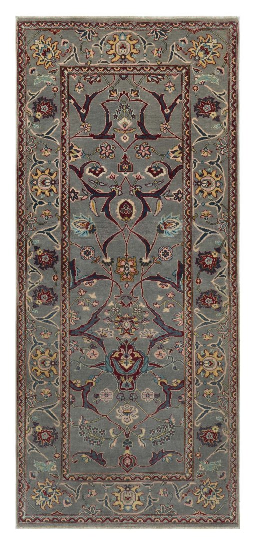 Full view of New Farahan rug from Pakistan, 217 × 95 cm in Gray tones