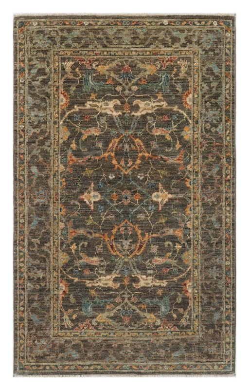 Full view of New Farahan rug from Pakistan, 124 × 79 cm in Gray tones