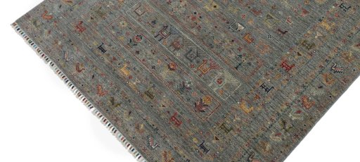Backside of handmade New Samarkand rug showing knot structure and weave density