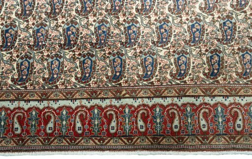 Central medallion detail of 1950s Ghom rug from Iran / Persia