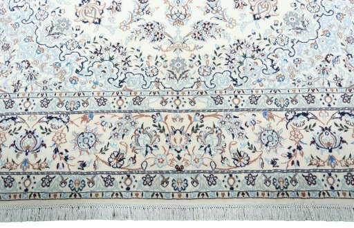 Full view of New Nain rug from Iran / Persia, 364 × 248 cm in Beige tones