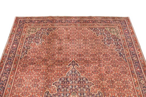 Surface texture of 2000s Bijar rug with natural Wool and intricate pattern
