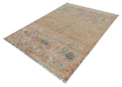 Close-up detail of New Samarkand rug from Pakistan showing Wool weave
