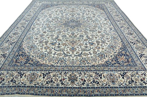 Surface texture of New Nain rug with natural Wool and intricate pattern