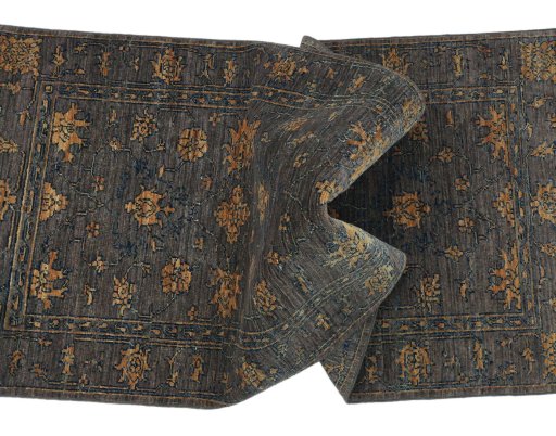 Full view of New Farahan rug from Pakistan, 189 × 75 cm in Brown tones