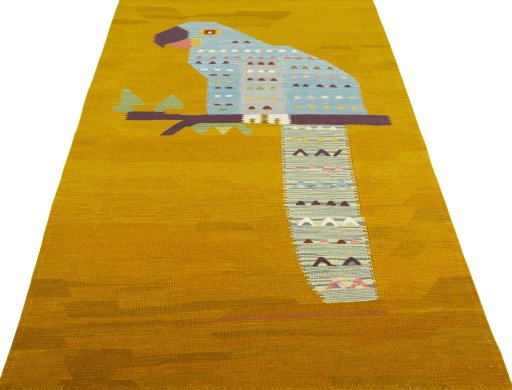 Close-up detail of New Kilim Dastan rug from Turkey showing Wool weave
