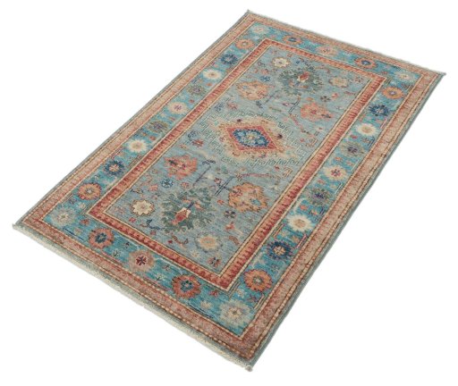 Close-up detail of New Kazak rug from Pakistan showing Wool weave