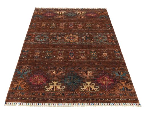 Surface texture of New Samarkand rug with natural Wool and intricate pattern