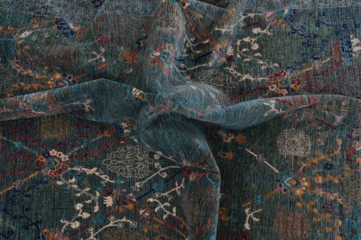 Full view of New Haj-jalili rug from Pakistan, 297 × 195 cm in Green tones