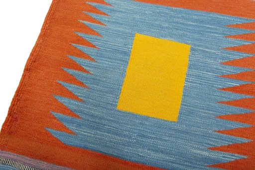 Surface texture of New Kilim Sofre rug with natural Wool and intricate pattern