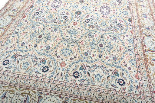 Central medallion detail of 1950s Kashan rug from Iran / Persia