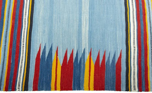 Close-up detail of New Kilim Sofre rug from Turkey showing Wool weave