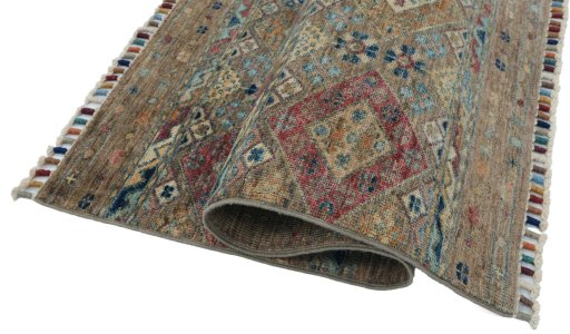 Close-up detail of New Samarkand rug from Pakistan showing Wool weave