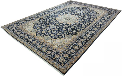 Corner detail of 2000s Najafabad rug showing border pattern and Wool pile