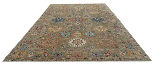 Surface texture of New Kazak rug with natural Wool and intricate pattern