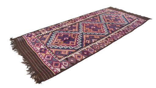 Corner detail of New Kilim Traditional rug showing border pattern and Wool pile