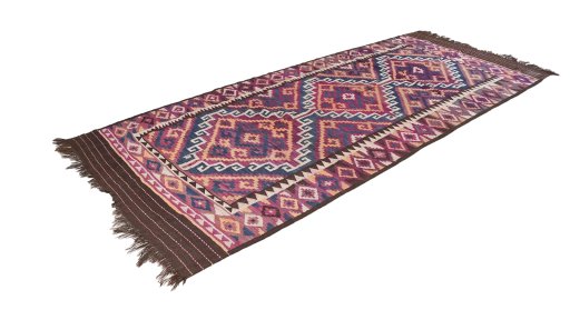 Close-up detail of New Kilim Traditional rug from Iran / Persia showing Wool weave