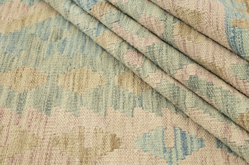 Close-up detail of New Kilim Traditional rug from Afghanistan showing Wool weave