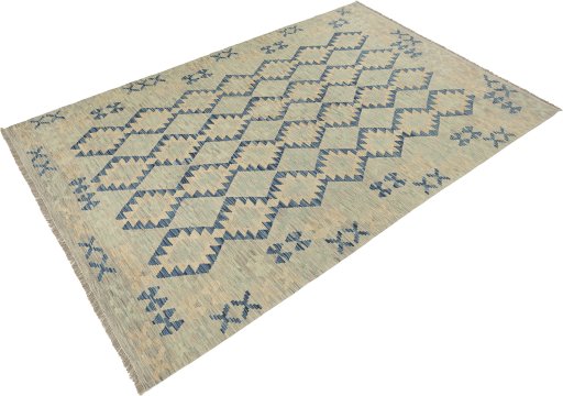 Close-up detail of New Kilim Traditional rug from Afghanistan showing Wool weave
