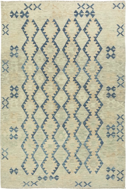 Full view of New Kilim Traditional rug from Afghanistan, 278 × 189 cm in Green tones
