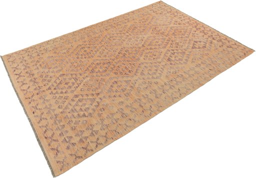 Corner detail of New Kilim Traditional rug showing border pattern and Wool pile