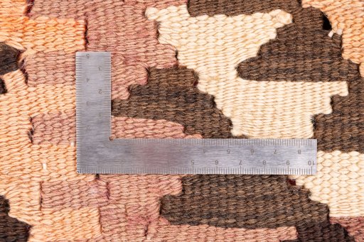 Corner detail of 1989s Kilim Traditional rug showing border pattern and Wool pile