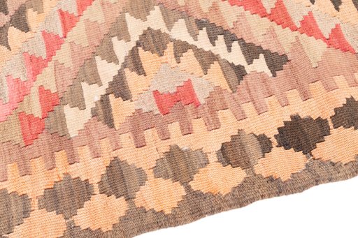 Backside of handmade 1989s Kilim Traditional rug showing knot structure and weave density