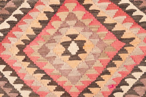 Full view of 1989s Kilim Traditional rug from Iran / Persia, 312 × 130 cm in Multi Color tones