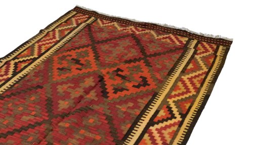 Surface texture of 1990s Kilim Traditional rug with natural Wool and intricate pattern