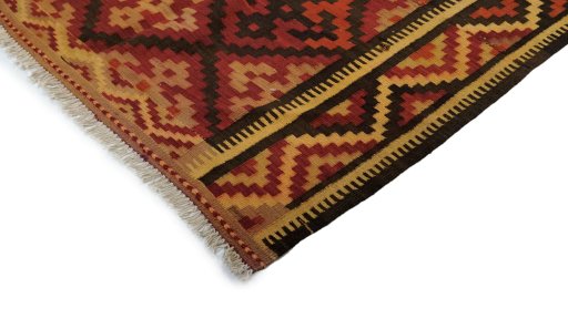 Backside of handmade 1990s Kilim Traditional rug showing knot structure and weave density