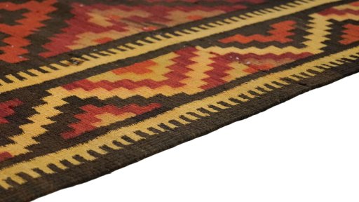 Central medallion detail of 1990s Kilim Traditional rug from Iran / Persia