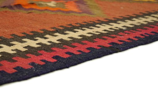 Central medallion detail of 1990s Kilim Traditional rug from Iran / Persia